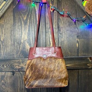 American West Leather & Cowhide Western Tote Shoulder Bag